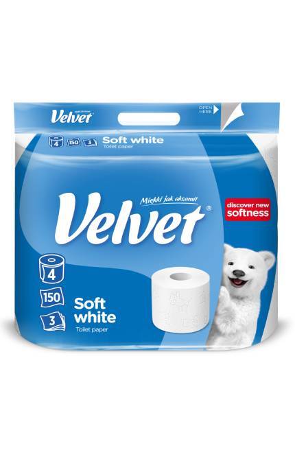 VELVET-Туалетная бумага трехслойная Velvet деликатная 4 шт-5901478999054