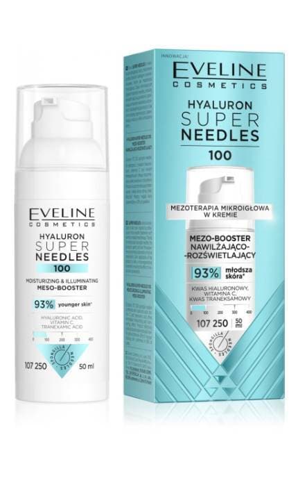 EVELINE-Мезо-бустер для лица Eveline Cosmetics Hyaluron Super Needles 100: увлажняющий и осветляющий 50 мл-5903416084402