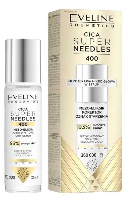 EVELINE-Мезо-еліксир Eveline Cosmetics Cica Super Needles 400 коректор ознак старіння шкіри обличчя 30 мл-5903416084389