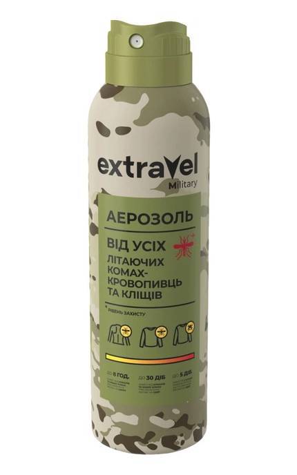 EXTRAVEL-Аерозоль Extravel Military від усіх літаючих комах-кровопивць і кліщів 170 мл-4820184443587