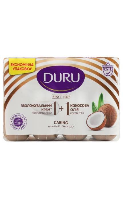 DURU-Мило Duru 1+1 Зволожувальний крем та Кокосова олія 4х80 г-8690506559557