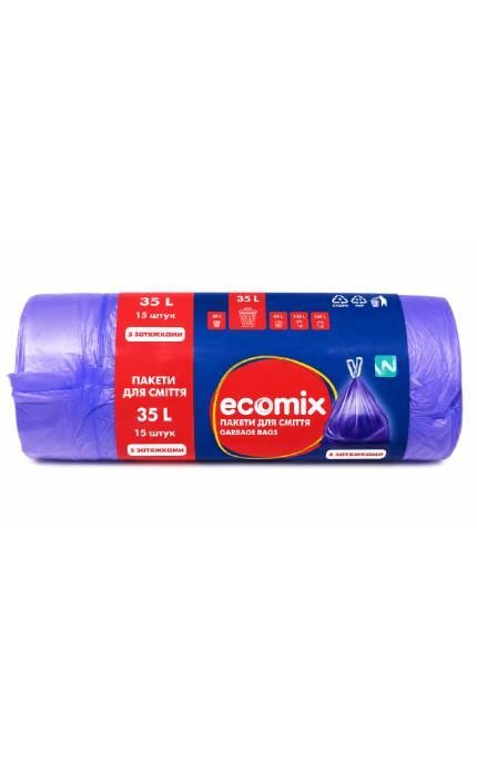 ECOMIX-Пакети для сміття Ecomix 35л із затяжками 15 шт-4823071669985