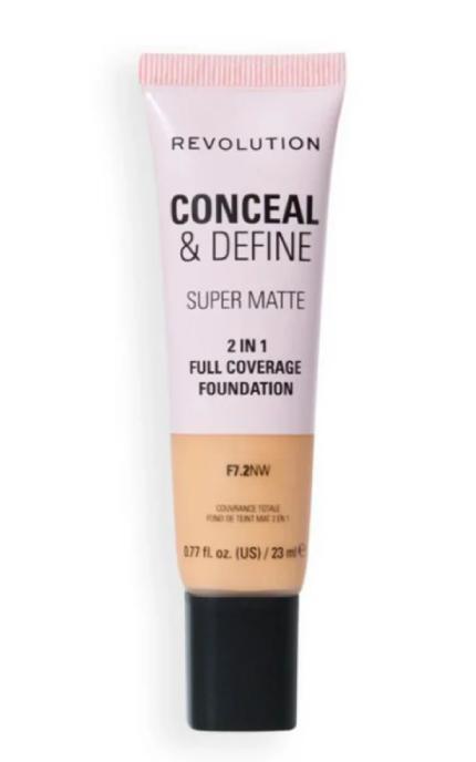 REVOLUTION-Тональная основа Makeup Revolution Conceal & Define Super Matte 2in1 F7.2NW 23 мл-5057566846721
