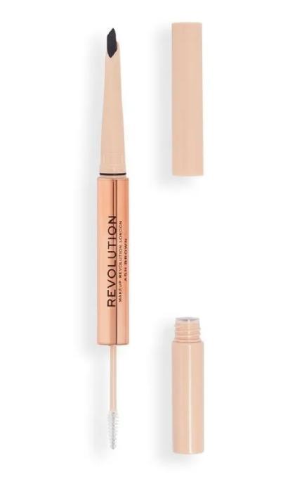 REVOLUTION-Олівець-гель для брів Makeup Revolution Fluffy Brow Filter Duo Brown 1 мл-5057566792219