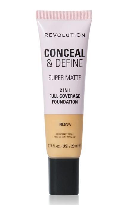 REVOLUTION-Тональная основа Makeup Revolution Conceal & Define Super Matte 2-в-1 с полным покрытием F8.5 23 мл-5057566846769