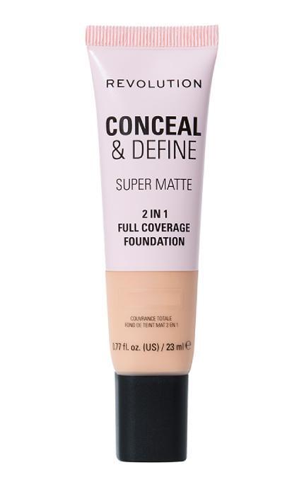 REVOLUTION-Тональная основа Makeup Revolution Conceal & Define Super Matte 2-в-1 с полным покрытием F5 23 мл-5057566846677