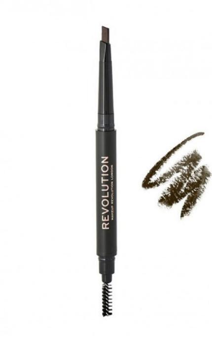REVOLUTION-Карандаш для бровей Makeup Revolution Duo Brow Definer Pencil Dark Brown 1 шт-5057566708326