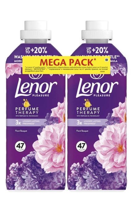 LENOR-Кондиціонер для білизни Lenor Квітковий букет 94 цикли прання 987 мл х 2 шт-8700216880923