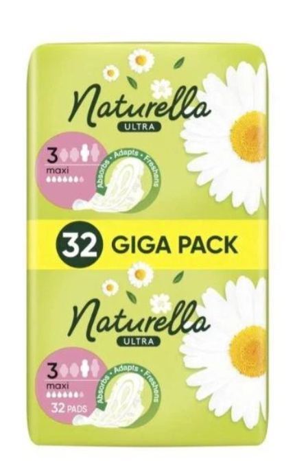 NATURELLA-Гігієнічні прокладки Naturella Ultra Camomile Maxi Quatro 32 шт-8006540399569