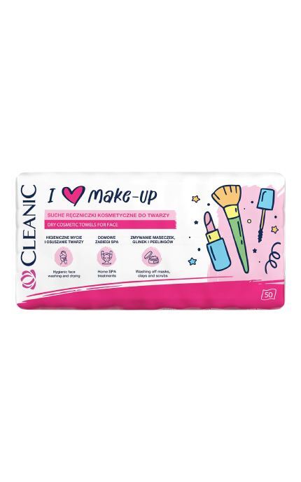 CLEANIC-Рушники косметичні I love make up Cleanic 50 шт-5900095041870