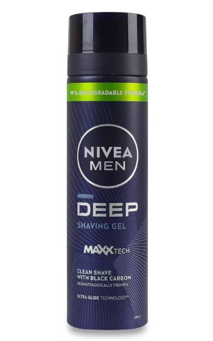 NIVEA-Гель для гоління Nivea Men Deep з активним вугіллям ультрагладке ковзання 200 мл-5900017061924