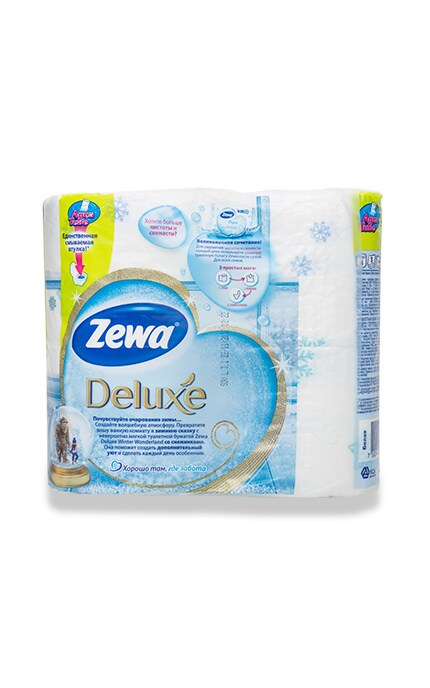 ZEWA-Туалетний папір Zewa Deluxe Delicate Care білий, 3 шари, 4 рулона-7322540313369
