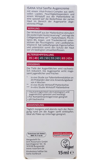 ISANA-Крем Isana Vital для кожи вокруг глаз с экстрактом фасоли-4305615482118