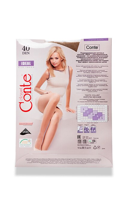 CONTE-Колготки Conte IDEAL матові Beige 40 den 5 розмір-4810226162736