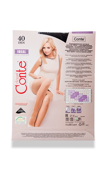 CONTE-Колготки Conte IDEAL матові Grafit 40 den 2 розмір-4810226162569