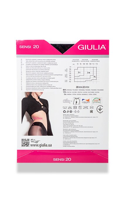 GIULIA-Колготки Giulia Sensi Nero 20 den 2 розмір-4824092074123
