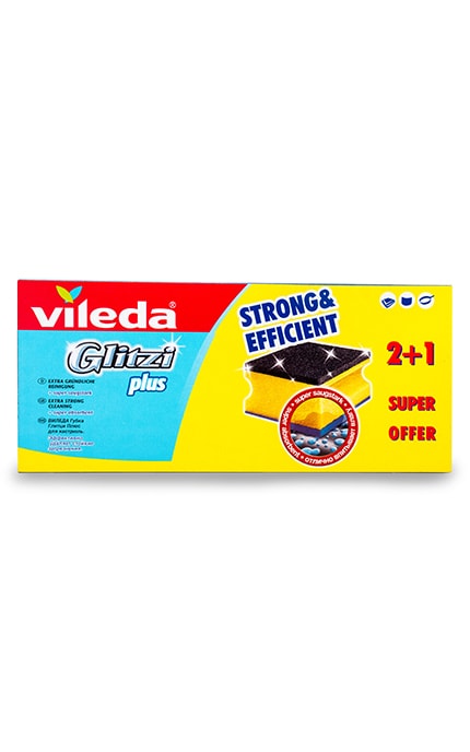 VILEDA-Губка кухонная Vileda Glitzi plus Для сильно загрязненной посуды-4023103096912