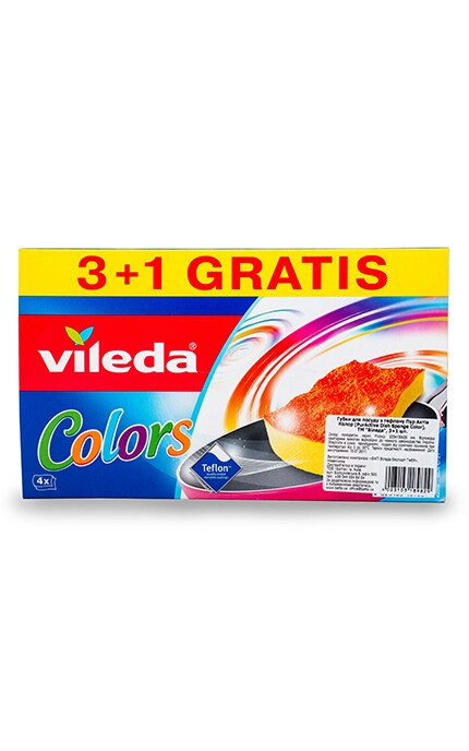 VILEDA-Губки кухонные Vileda PurActive Dish Sponge для тефлона-4023103189829
