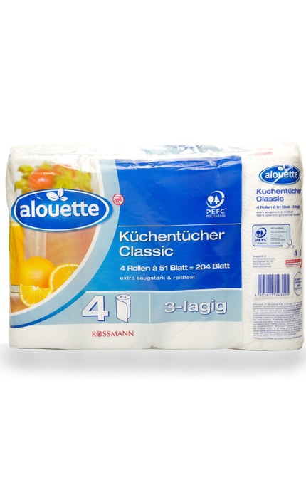 ALOUETTE-Бумажные трехслойные полотенца Alouette Classic 4шт-4305615764283