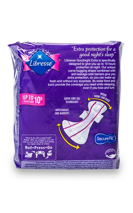 LIBRESSE-Гигиенические прокладки Libresse Ultra Goodnight Extra Large ночные, 8 шт.-7322540918281