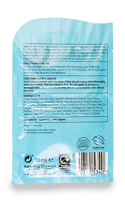 SUPERDRUG-Маска Superdrug для лица отшелушивающая с апельсином и черной лавой-7105340