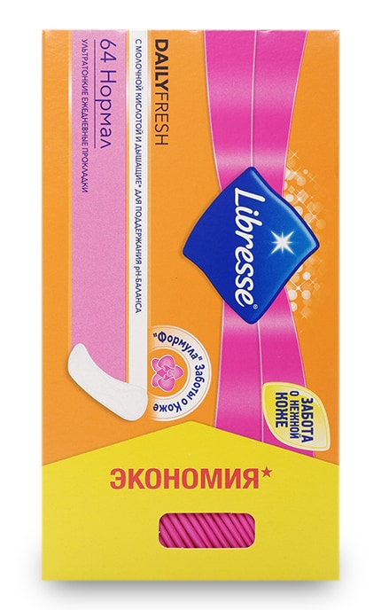 LIBRESSE-Ежедневные прокладки Libresse Dailyfresh Normal ультратонкие, 64 шт.-7322540758214