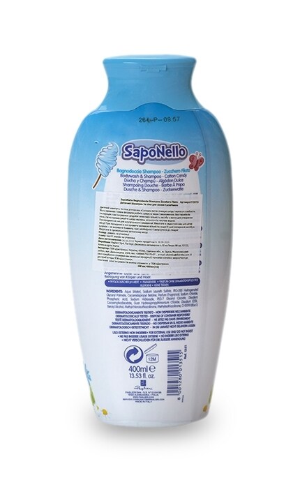 SAPONELLO-Шампунь и пена для ванны SapoNello Bagnodoccia Shampoo Zucchero Filato детский-8001280013515