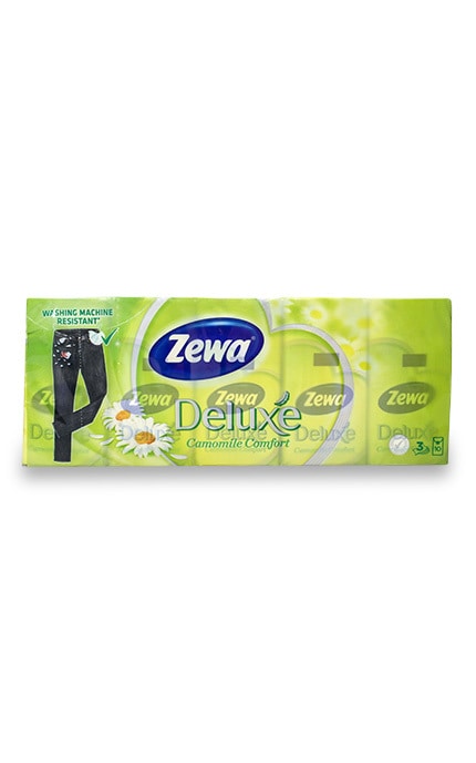 ZEWA-Паперові носові хустки Zewa Deluxe з ароматом ромашки, 3 шари, 10 упаковок по 10 шт.-7322540098846