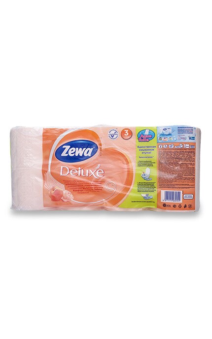 ZEWA-Туалетная бумага Zewa Deluxe Cashmere Peach с ароматом персика, 3 слоя, 8 рулонов-7322541171791
