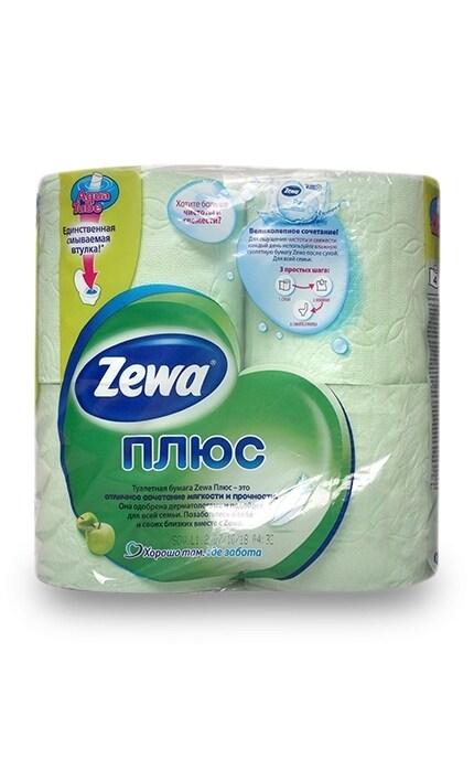 ZEWA-Туалетная бумага Zewa Плюс с ароматом яблока, 2 слоя, 4 рулона -4605331019309