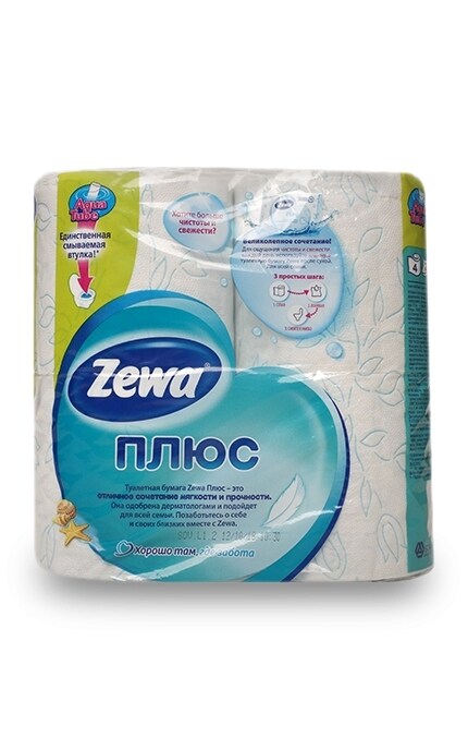ZEWA-Туалетний папір Zewa Плюс з ароматом свіжості океану, 2 шари, 4 рулона-4605331017305