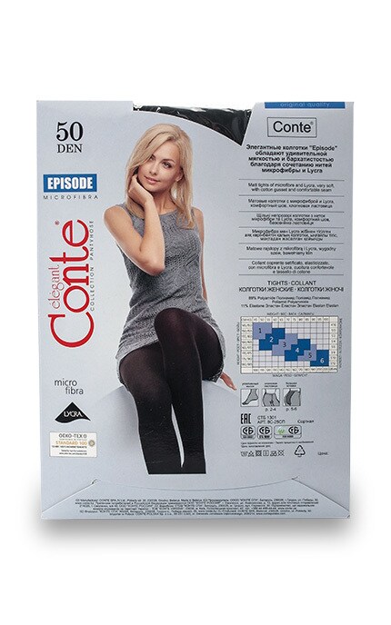 CONTE-Колготки жіночі Conte Episode 50 den Nero-4810226009567