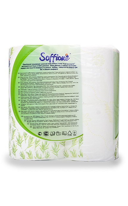 SOFFIONE-Туалетная бумага, белая с прокрасом, ароматизированная 3-х слойная с гильзой Soffione Lemongrass-4820003833971