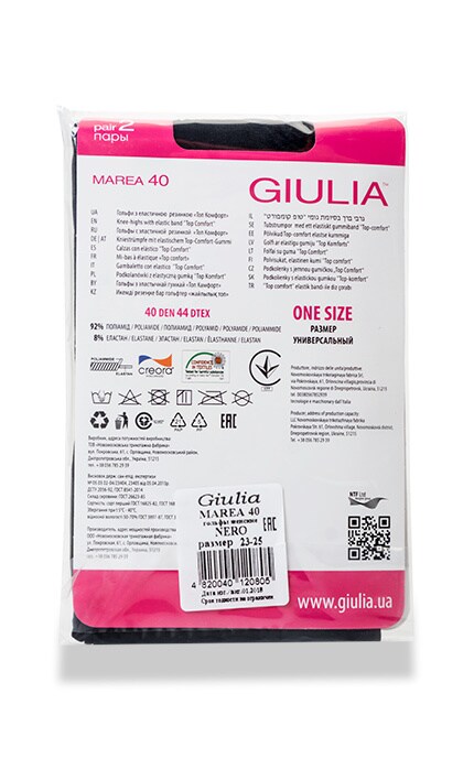 GIULIA-Гольфи жіночі Giulia Marea Gambaletto 40 Den Nero, 2 пари-4820040120805