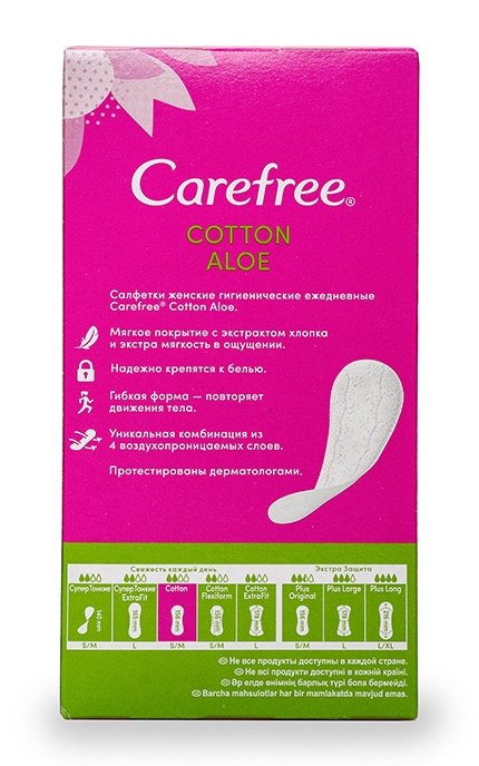 CAREFREE-Серветки гігієнічні щоденні Carefree Cotton Aloe-3574661565040