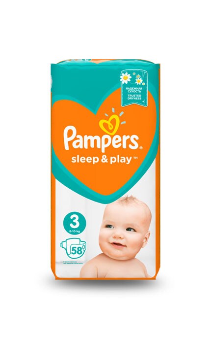 PAMPERS SLEEP and PLAY-Подгузники Pampers Sleep & Play Размер 3 (Midi) 6-10 кг, 58 подгузников-4015400224211