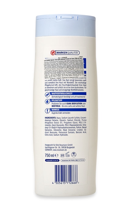 ISANA-Крем-піна для ванни Isana Cream&Care Rossmann-4305615712666