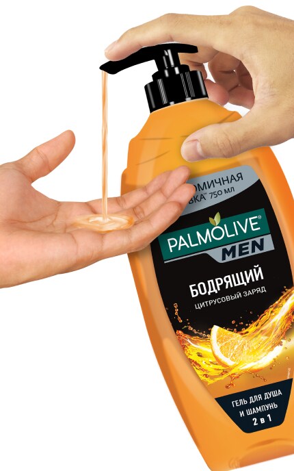 PALMOLIVE-Мужской гель для душа и шампунь 2 в 1 Palmolive Men Бодрящий Цитрусовый Заряд -8693495050180
