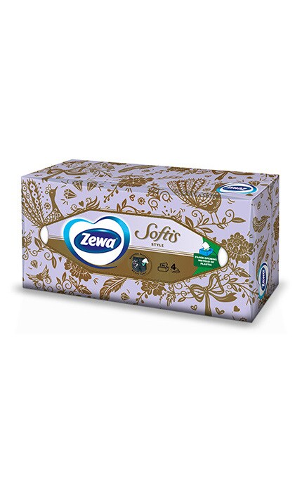 ZEWA-Серветки косметичні Zewa Softis, 4 шари, 80 шт.-7322540441574