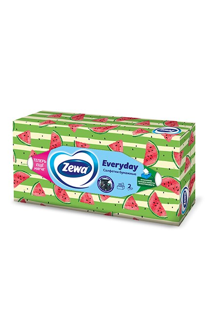 ZEWA-Серветки косметичні Zewa Everyday, 2 шари, 100 шт.-7322540043464