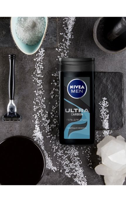 NIVEA-Гель для душа Nivea Men 250 мл ULTRA Carbon мужской с каменной солью-4005900654281