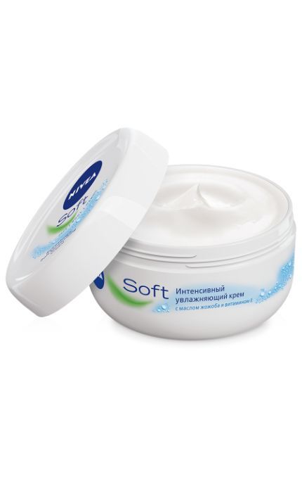 NIVEA-Крем Nivea 100 мл Soft интенсивно увлажняющий для лица, рук и тела с маслом жожоба и витамином Е-4005808890590