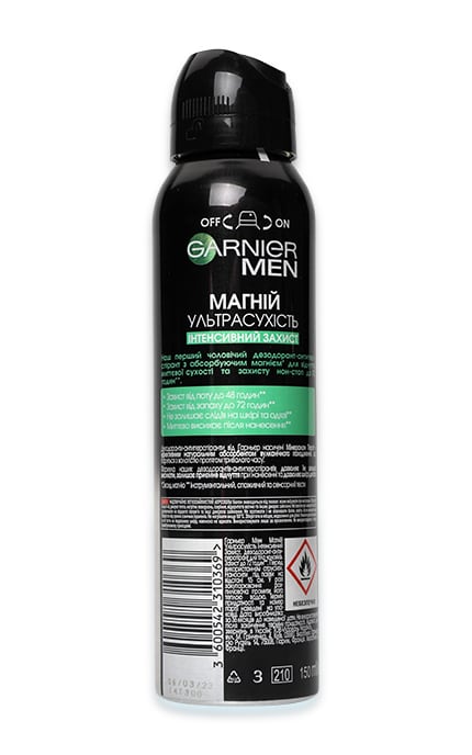 GARNIER BODY-Дезодорант-спрей чоловічий Garnier Men Магній Ультрасухість Інтенсивний захист до 72 години Нон стоп-3600542310369