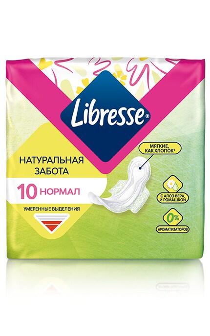 LIBRESSE-Гигиенические прокладки Libresse Натуральная забота Нормал, 10 шт.-7322540789287