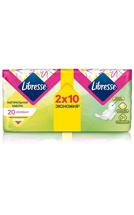 LIBRESSE-Гигиенические прокладки Libresse Натуральная забота Нормал, 20 шт.-7322540523720