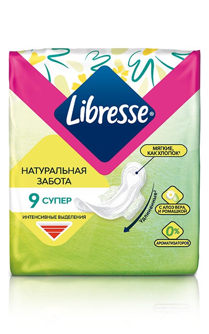 LIBRESSE-Гигиенические прокладки Libresse Натуральная забота Супер, 9 шт.-7322540789300