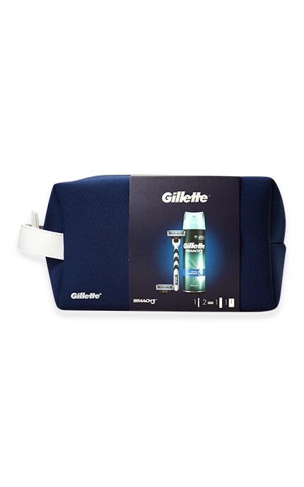 GILLETTE MACH-3-Подарочный набор Gillette: Бритва с 2 сменными кассетами Mach 3 Start + Гель для бритья Экстракомфорт + Дорожный чехол-7702018548859