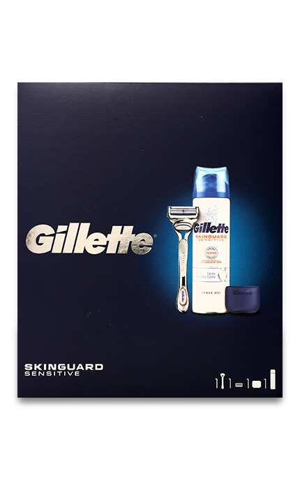 GILLETTE-Подарунковий набір Gilette SkinGuard Бритва з 1 змінною касетою + Гель для гоління + Дорожний чохол-7702018549078