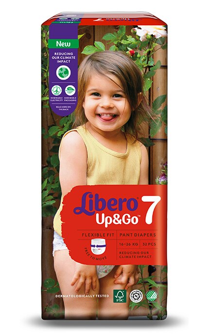 LIBERO UP and GO-Підгузки-трусики Libero Up & Go, 16-26 кг, розмір 7, 32 шт.-7322541091044