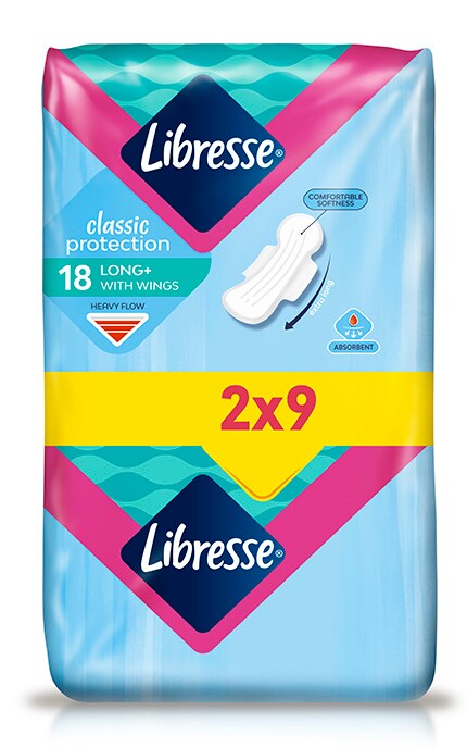 LIBRESSE-Гигиенические прокладки Libresse Classic Рrotection Long, 18 шт.-7322540063608
